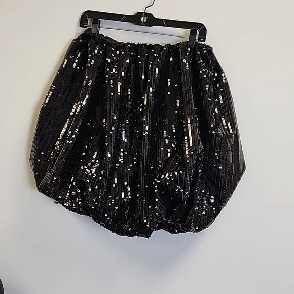 Nichole Lynel The Label Medium Puffy Black Sequin Skirt - Picture 2 of 4